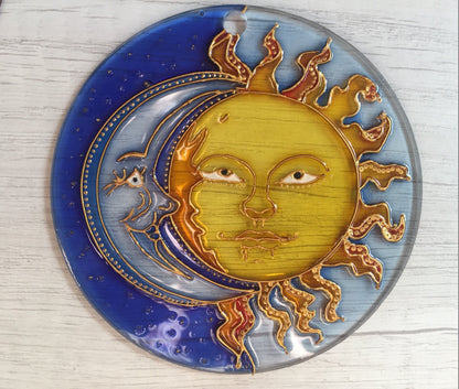 Stained Glass Decor Window Hangings Moon Suncatcher for Window Celestial decor