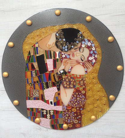 Klimt The Kiss Stained glass panel Wedding gift Gift for Wedding anniversary Stained glass painting
