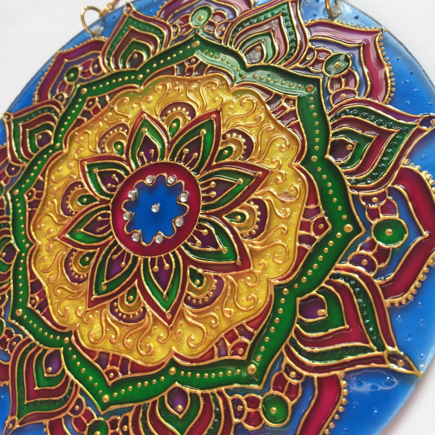 Indie Sacred geometry art Mandala Meditation Stained Glass room decor Hanging Sun catcher for Window