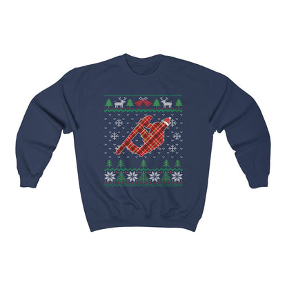 Snowboarder Santa Claus Ugly Christmas Sweatshirt, Plaid Snowboarding Shirt, Snowboard Teacher Gift, Boarding Dad & Teen Unisex Sweatshirt