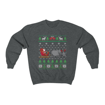 Hippo Pulling Santa's Sleigh | Funny Hippopotamus Themed Ugly Christmas Sweatshirt | African Hippo Lover Gift Shirt