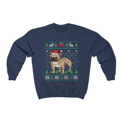 Frenchie Ugly Christmas Sweatshirt, French Bulldog Santa Hat Wrapped in Christmas Lights, Funny Frenchie Bull Dog Lover & Owner Gift Shirt