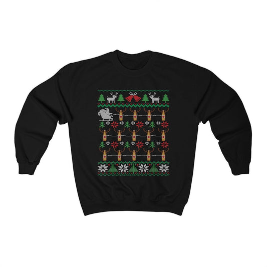 Beer Reindeer Pulling Santa Sleigh | Funny Beer Drinker Ugly Christmas Sweatshirt | Craft Beer Lover Gift | Christmas Brewing Shirt