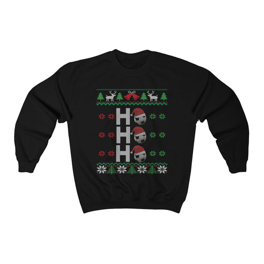 HO HO HO Soccer Ball Santa Hat Ugly Christmas Sweatshirt | Funny Soccer Fan Shirt | Soccer Player Gift | Matching Soccer Team Coach