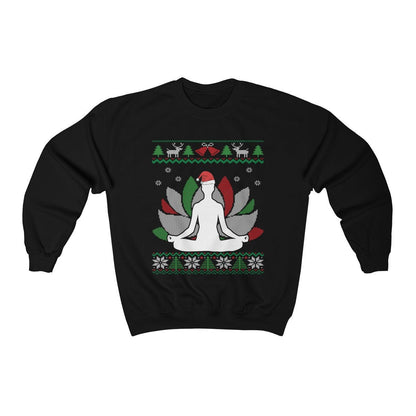 Yoga Ugly Christmas Sweatshirt | Yoga Girl Shirt | Yoga Instructor Gift | Yoga Mom | Lotus Pose Santa | Funny Yoga Lover Holiday Shirt