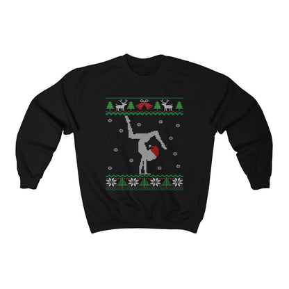 Hand Stand Gymnast Santa Hat Ugly Christmas Sweatshirt | Funny Gymnastics Girl Mom Shirt | Tumbling Gift | Gymnastics Team & Coach