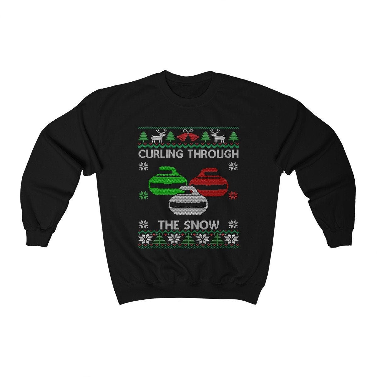 Curling Through The Snow | Curling Ugly Christmas Sweatshirt | Funny Curler Gift | Curling Team Shirt | Curling Fan Shirt