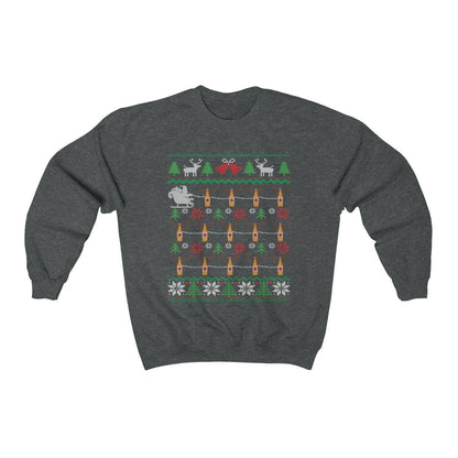 Beer Reindeer Pulling Santa Sleigh | Funny Beer Drinker Ugly Christmas Sweatshirt | Craft Beer Lover Gift | Christmas Brewing Shirt
