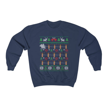 Beer Reindeer Pulling Santa Sleigh | Funny Beer Drinker Ugly Christmas Sweatshirt | Craft Beer Lover Gift | Christmas Brewing Shirt