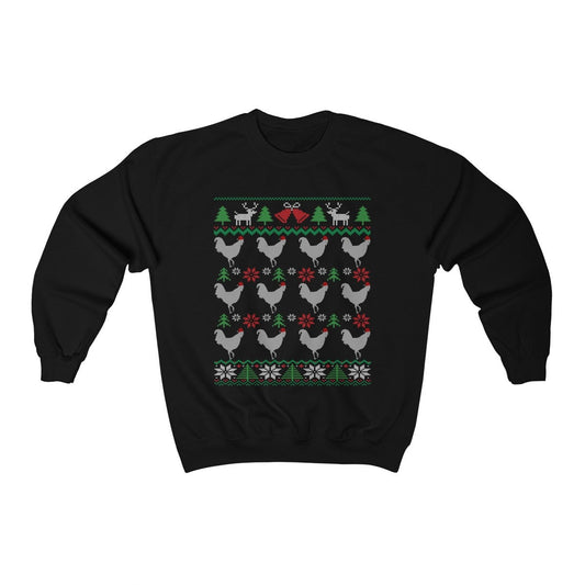 Chicken Santa Hat | Funny Poultry Farming Themed Ugly Christmas Sweatshirt | Rooster Santa | Chicken Pun Lover Gift | Christmas Farmer Shirt