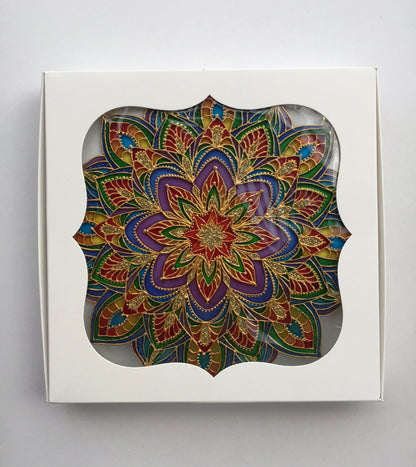 Sacred geometry wall art Mandala painting Stained Glass Decor Hanging Sun catcher for Window