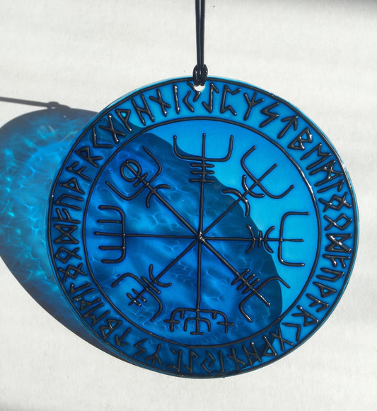 Vegvisir Viking Compass Runes Shield Gifts Wall art decor Suncatcher for window