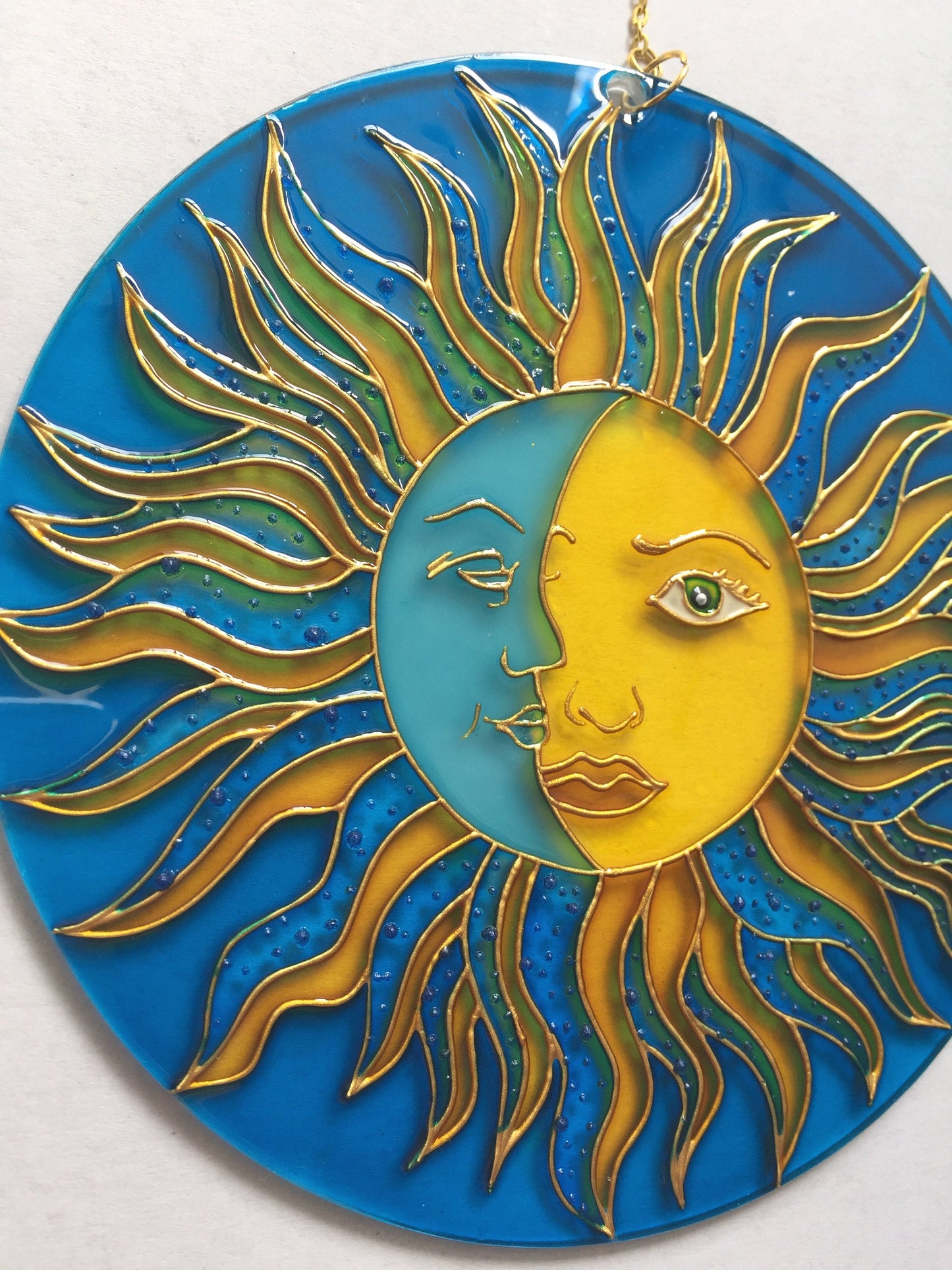 Sun Moon Celestial decor Suncatcher for Window Hanging Stained Glass Decor