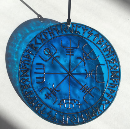 Vegvisir Viking Compass Runes Shield Gifts Wall art decor Suncatcher for window