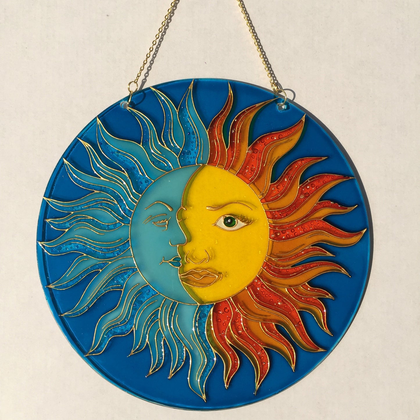Sun Moon Celestial decor Suncatcher for Window Hanging Stained Glass Decor