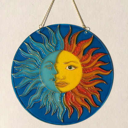 Sun Moon Celestial decor Suncatcher for Window Hanging Stained Glass Decor