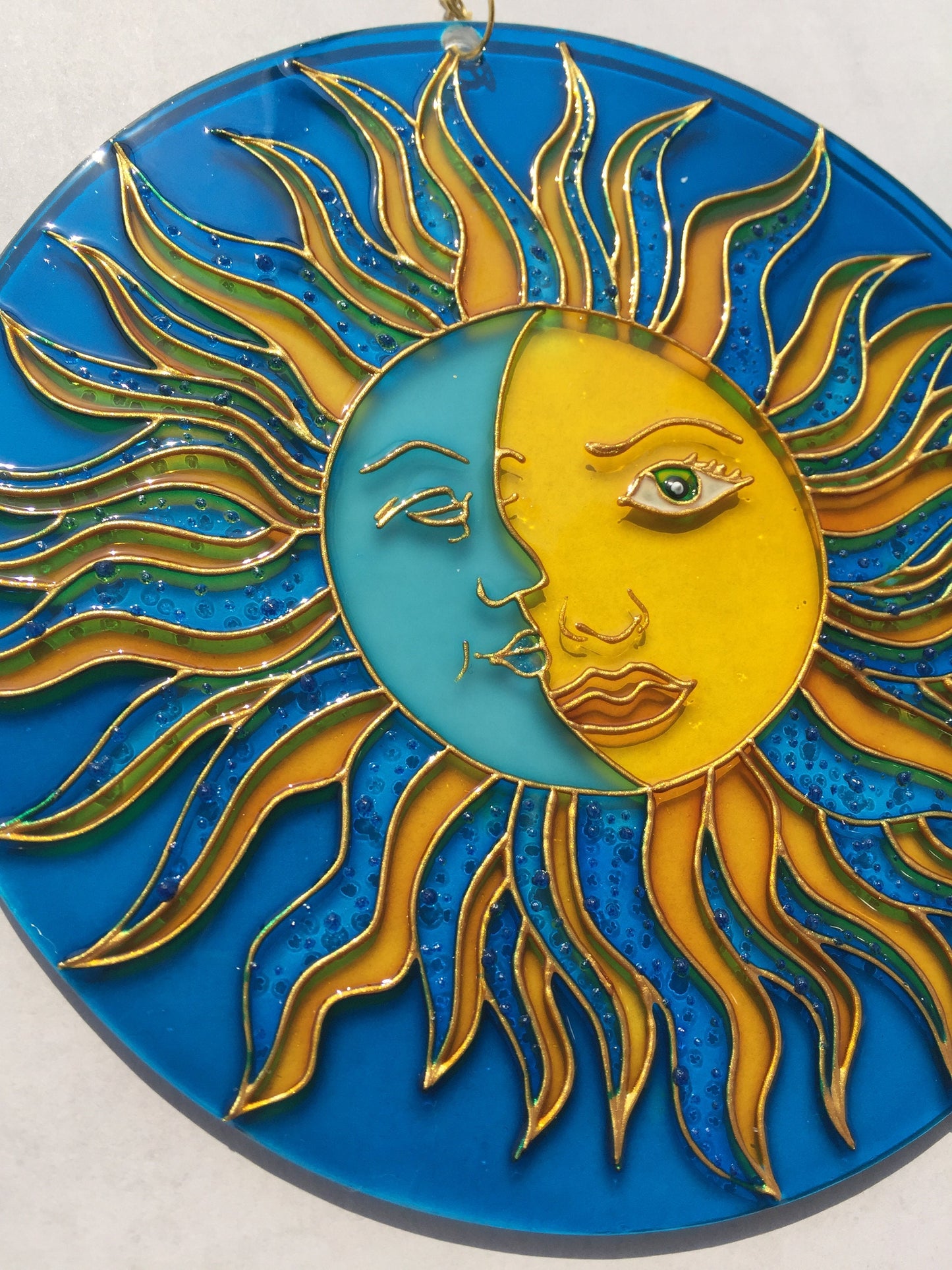 Sun Moon Celestial decor Suncatcher for Window Hanging Stained Glass Decor