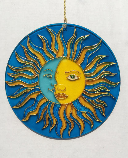 Sun Moon Celestial decor Suncatcher for Window Hanging Stained Glass Decor