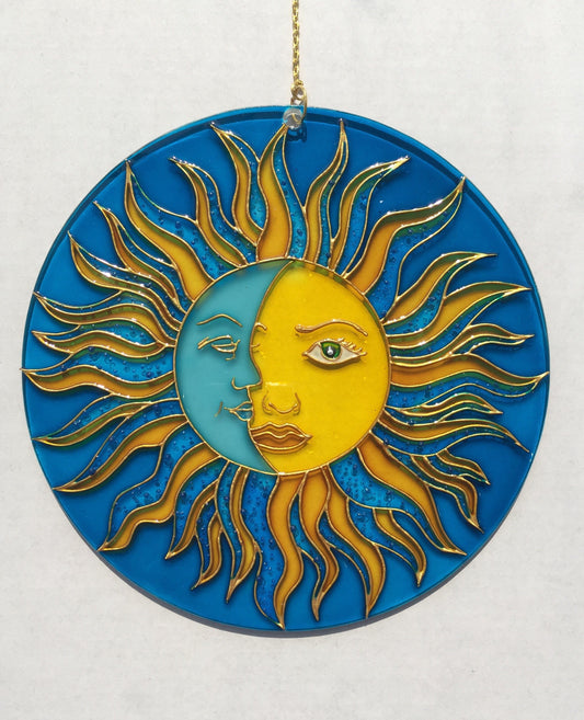 Sun Moon Celestial decor Suncatcher for Window Hanging Stained Glass Decor