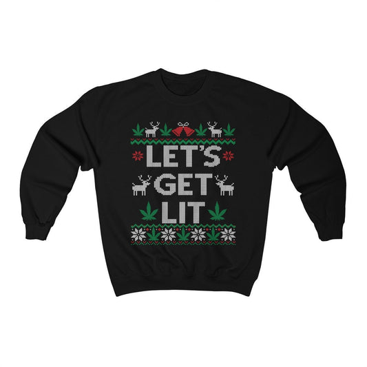 Marijuana Leaf Funny Ugly Christmas Sweatshirt For Cannabis Smoker Weed Vaporizer Pothead Gift Stoner Xmas Unisex Heavy Blend