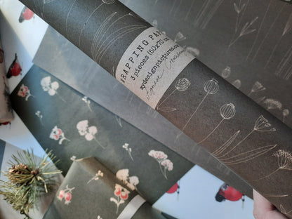 Graphical Wrapping paper,Gift Wrap, Rustic Wrapping, Floral Gift Warp, Wrapping paper, gift paper, floral wrapping paper, recycled wrapping
