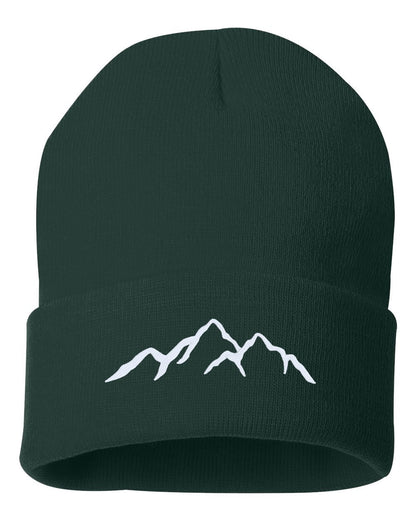 MOUNTAINS Embroidered Cuffed Beanie Hat, Embroidered Gift, Winter Hat Unisex, Cuffed Beanie, Gift, Beanie