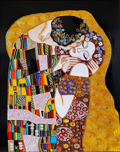 Klimt The Kiss Stained glass panel Wedding gift Gift for Wedding anniversary Stained glass painting