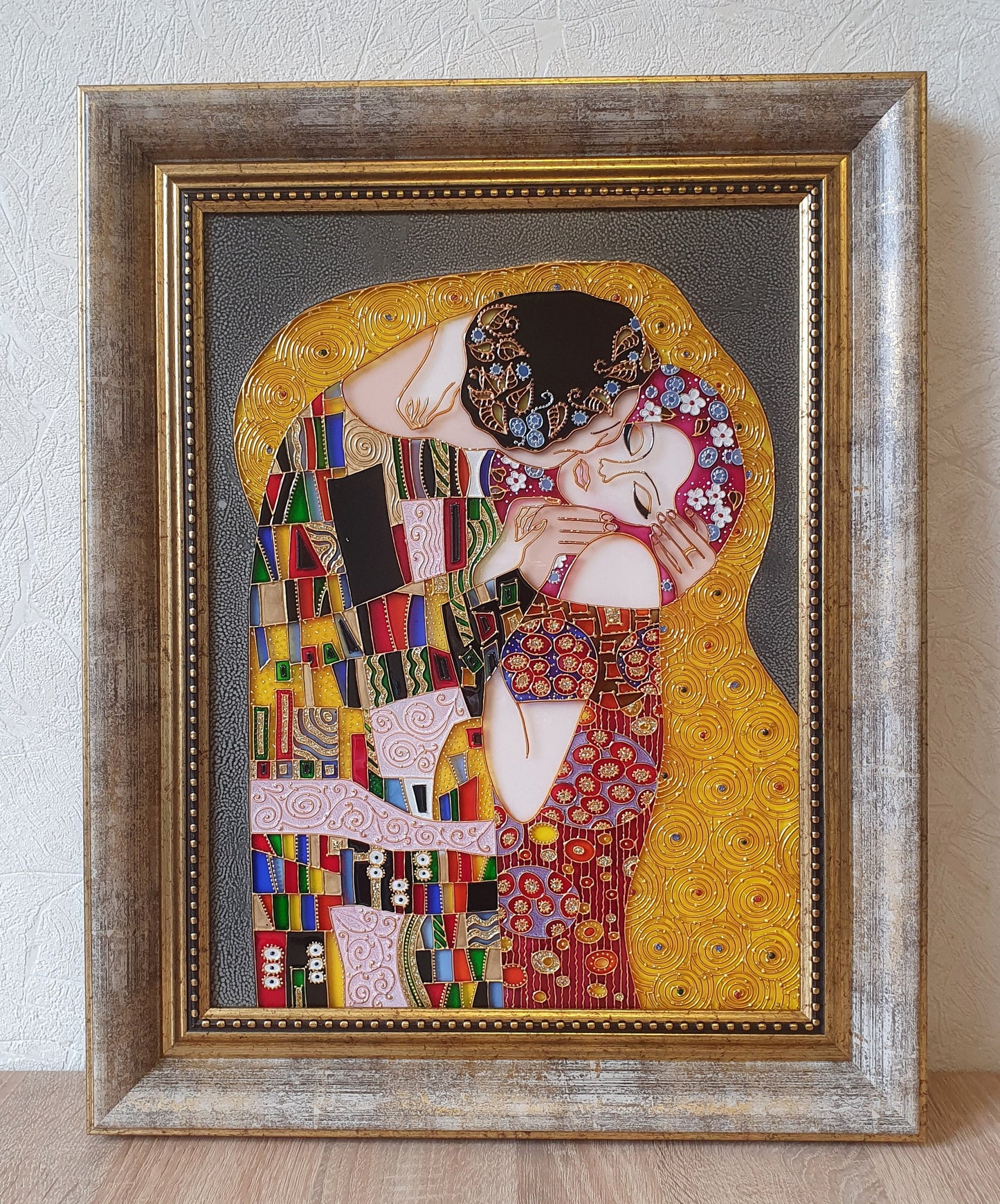 Klimt The Kiss Stained glass panel Wedding gift Gift for Wedding anniversary Stained glass painting