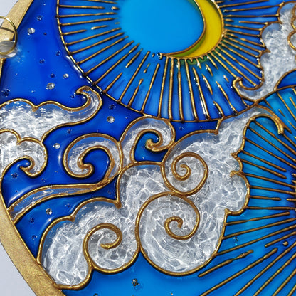 Stained glass Sun and moon Suncatcher for windows hangings