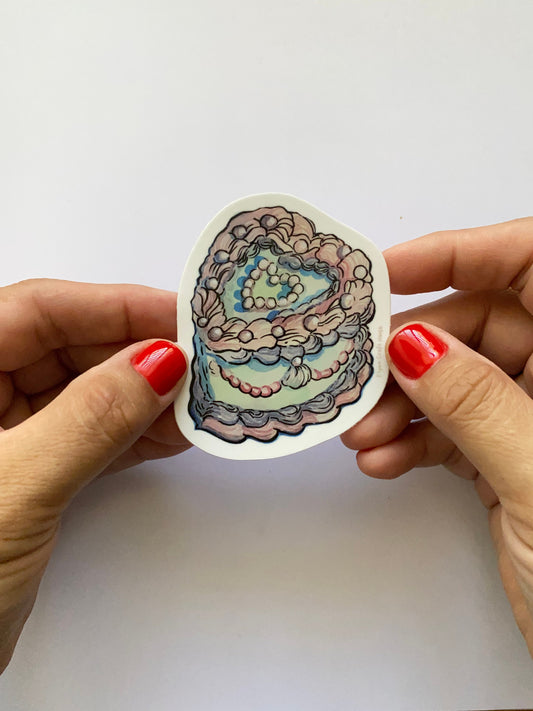 Frosted Cake | 3" Glossy Vinyl Sticker Decal | Waterproof  Weatherproof | Frosting Cake Birthday