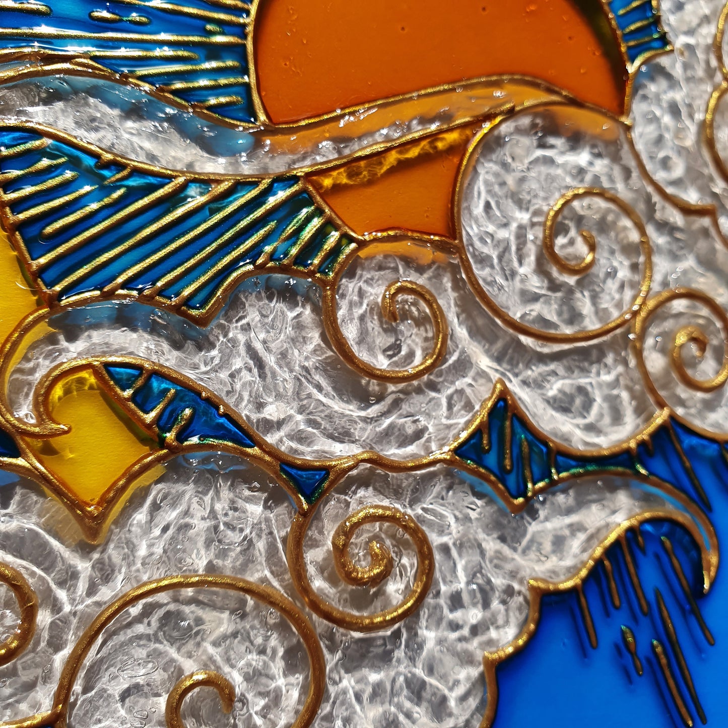 Stained glass Sun Moon Cloud Suncatcher for window hangings