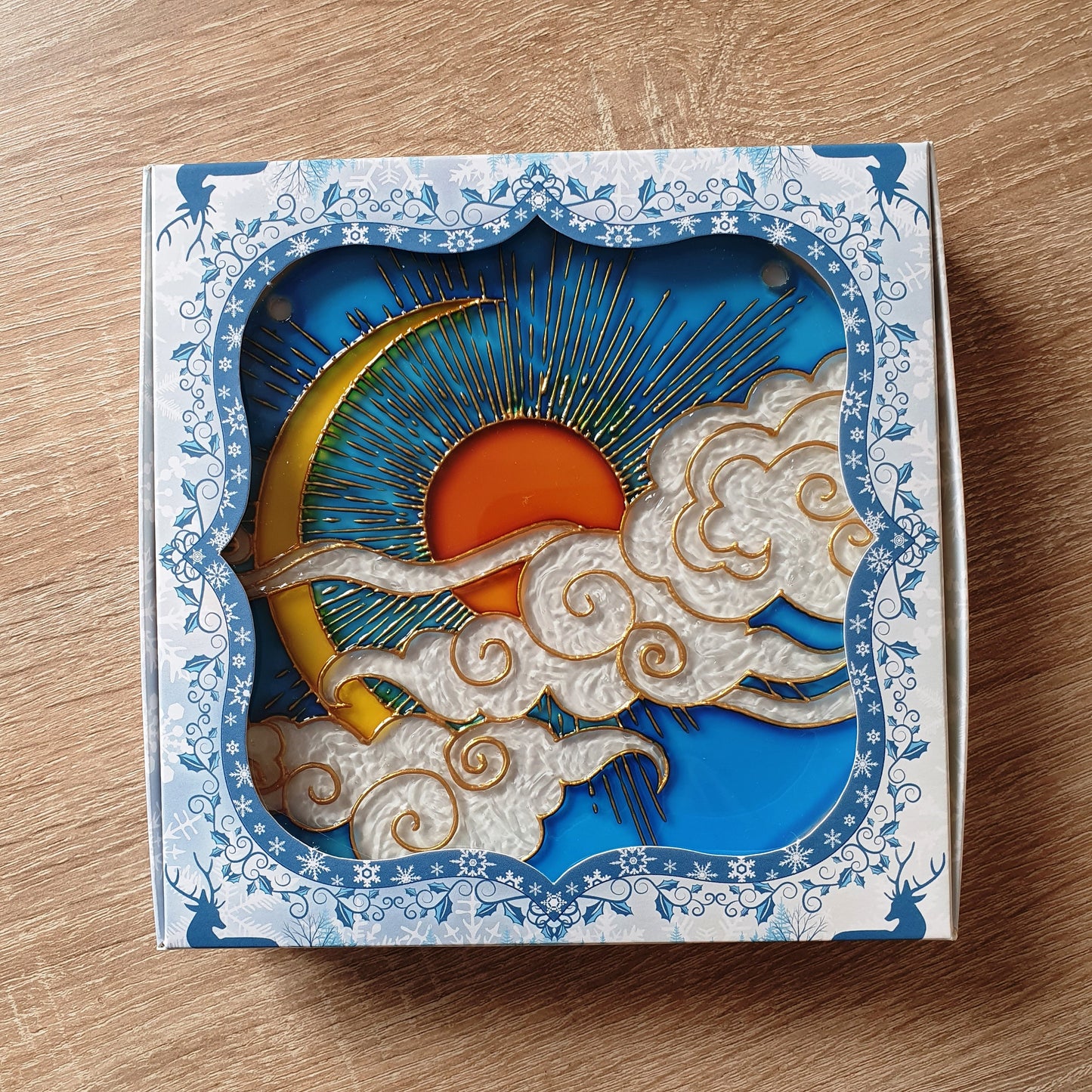 Stained glass Sun Moon Cloud Suncatcher for window hangings