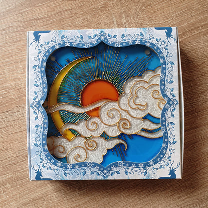 Stained glass Sun Moon Cloud Suncatcher for window hangings