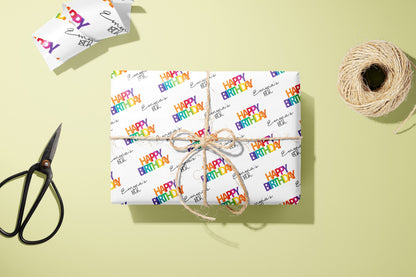 Personalised Birthday Gift Wrap, Wrapping Paper, Rainbow, You Name, Customised, Wedding, Party, Paper, Your Age, 18, 21, 30, 40, 50.