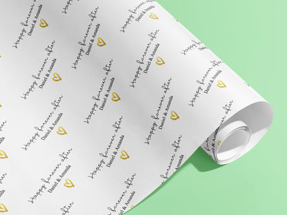 Personalised, Forever after, Surname, Wrapping Paper, Gift Wrap, Customised, Wedding, Party, Engagement, Couples, Newly Weds, Anniversary