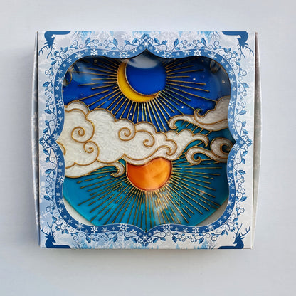 Stained glass Moon Sun Cloud Suncatcher for window