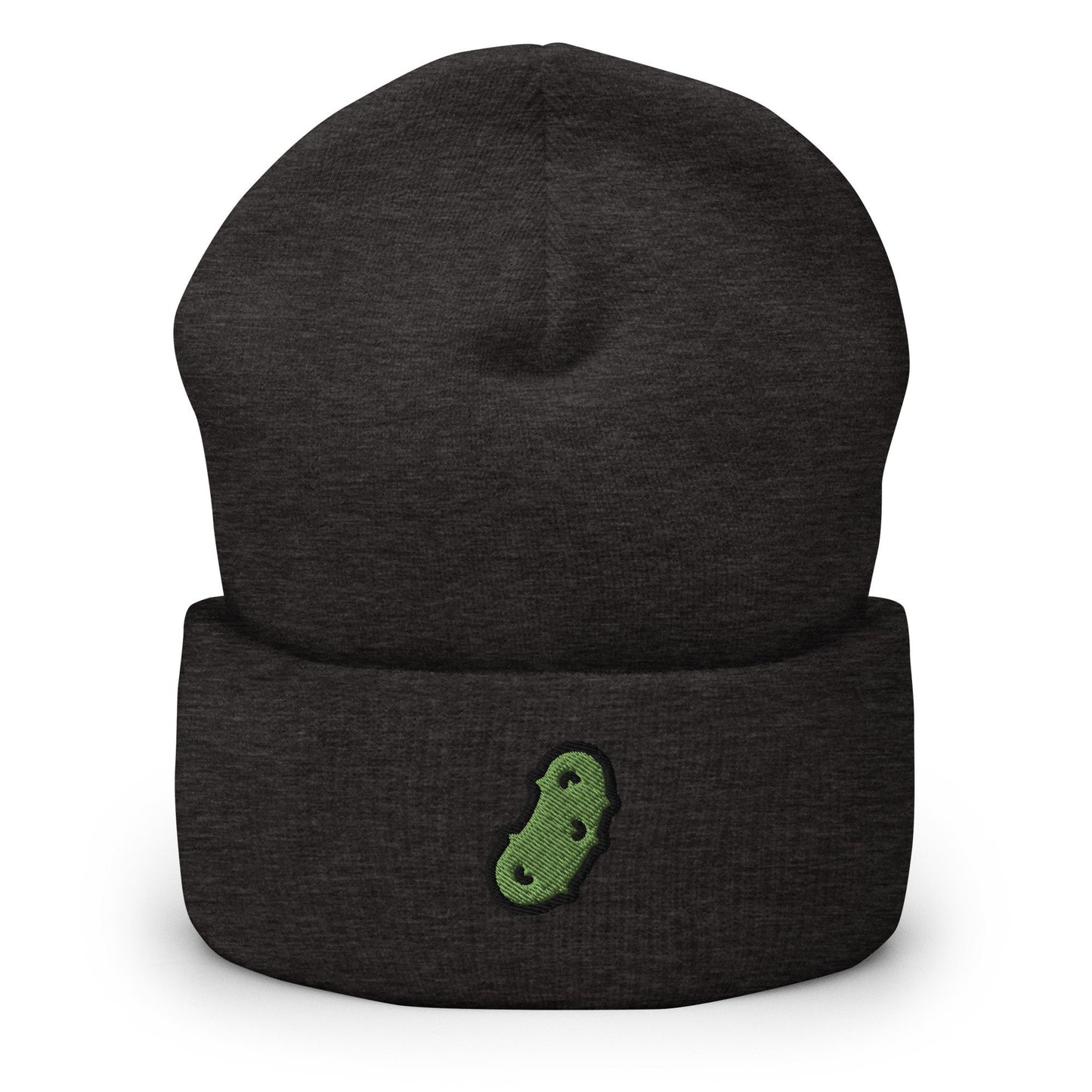Dill Pickle Embroidered Beanie, Handmade Cuffed Knit Unisex Slouchy Adult Winter Hat Cap Gift