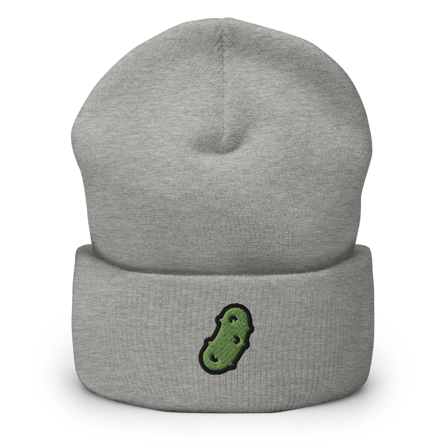 Dill Pickle Embroidered Beanie, Handmade Cuffed Knit Unisex Slouchy Adult Winter Hat Cap Gift
