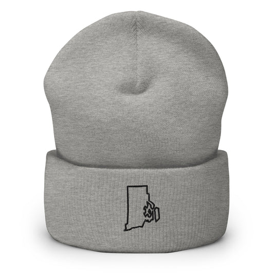 Rhode Island State Map Embroidered Beanie, Handmade Cuffed Knit Unisex Slouchy Adult Winter Hat Cap Gift