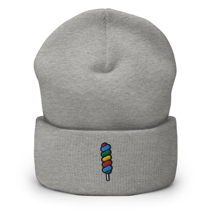 Rainbow Twisty Swirl Lollipop Candy Embroidered Beanie, Handmade Cuffed Knit Unisex Slouchy Adult Winter Hat Cap Gift
