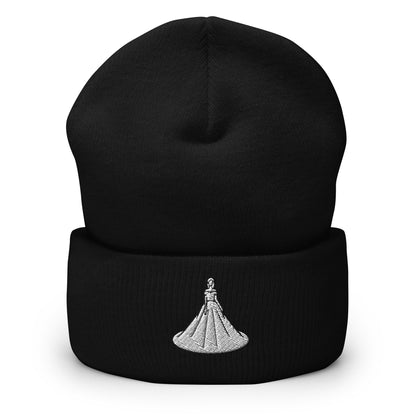 Marriage Wedding Bride Embroidered Beanie, Handmade Cuffed Knit Unisex Slouchy Adult Winter Hat Cap Gift