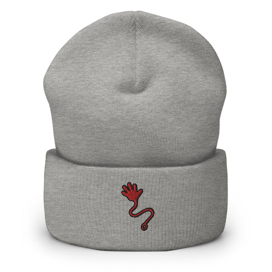 Retro Sticky Hand Toy Embroidered Beanie, Handmade Cuffed Knit Unisex Slouchy Adult Winter Hat Cap Gift