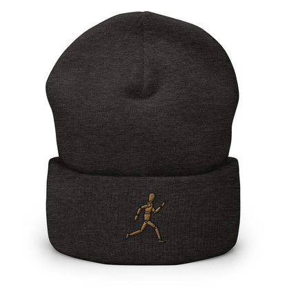 Mannequin Embroidered Beanie, Handmade Cuffed Knit Unisex Slouchy Adult Winter Hat Cap Gift