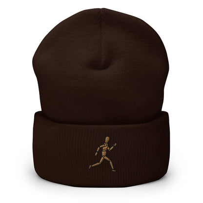 Mannequin Embroidered Beanie, Handmade Cuffed Knit Unisex Slouchy Adult Winter Hat Cap Gift