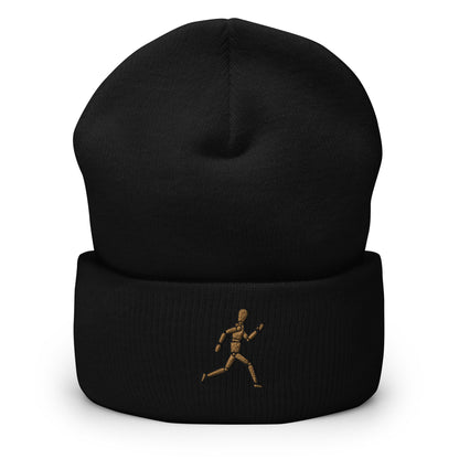 Mannequin Embroidered Beanie, Handmade Cuffed Knit Unisex Slouchy Adult Winter Hat Cap Gift