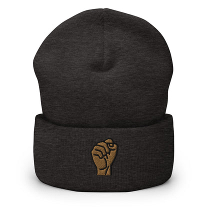 BLM, Black Lives Matter, Equality, Pride Activist Fist Embroidered Beanie, Handmade Cuffed Knit Unisex Slouchy Adult Winter Hat Cap Gift
