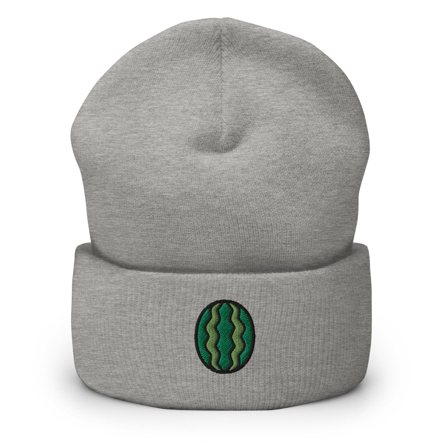 Whole Watermelon Embroidered Beanie, Handmade Cuffed Knit Unisex Slouchy Adult Winter Hat Cap Gift