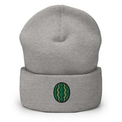 Whole Watermelon Embroidered Beanie, Handmade Cuffed Knit Unisex Slouchy Adult Winter Hat Cap Gift