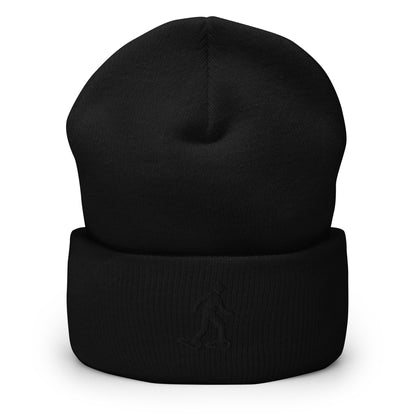 Snowshoeing Embroidered Beanie, Handmade Cuffed Knit Unisex Slouchy Adult Winter Hat Cap Gift