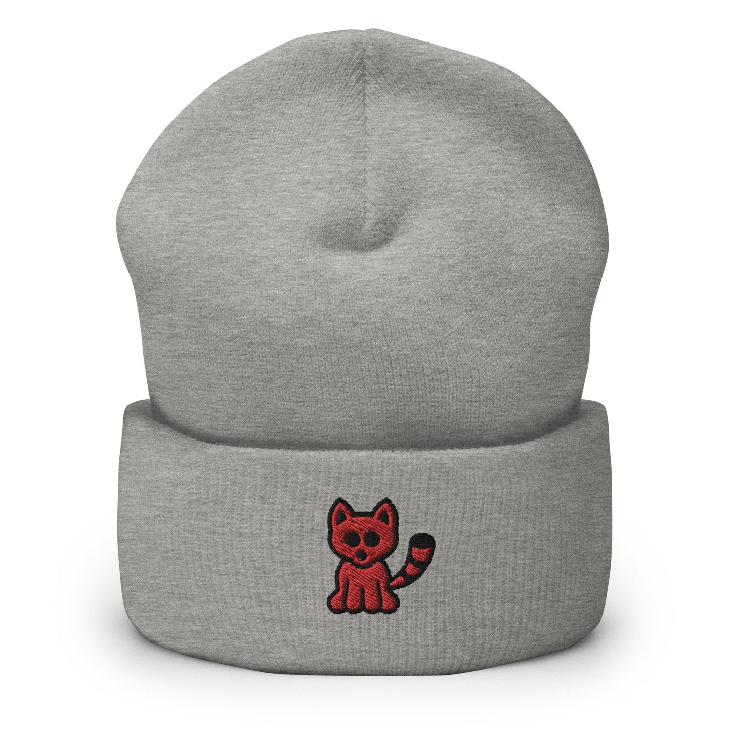 Red Panda Embroidered Beanie, Handmade Cuffed Knit Unisex Slouchy Adult Winter Hat Cap Gift